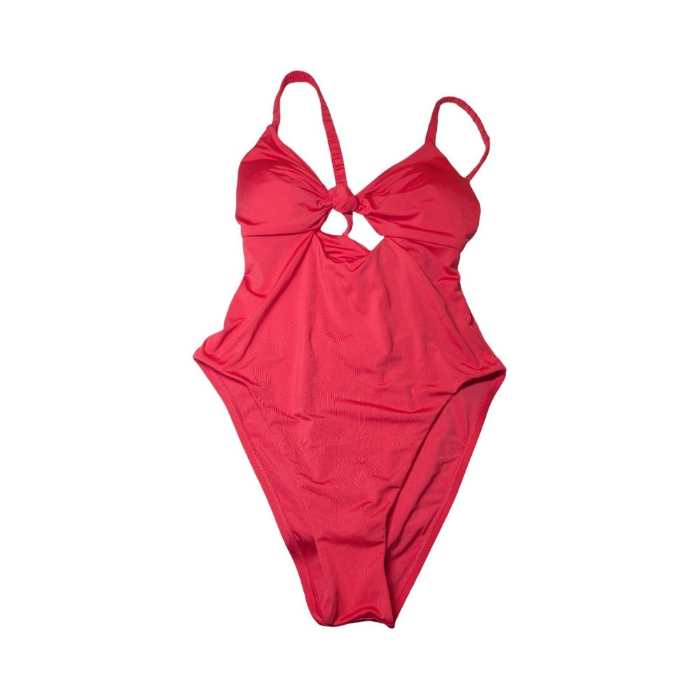⭐D6 Vitamin A Knot Front Keyhole One Piece‎ Swimsuit Coral Red Resort - S